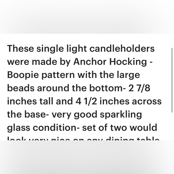 2 Anchor Hocking Boopie glass taper candle holders vintage - Picture 4 of 4